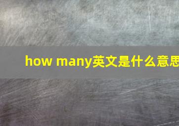 how many英文是什么意思